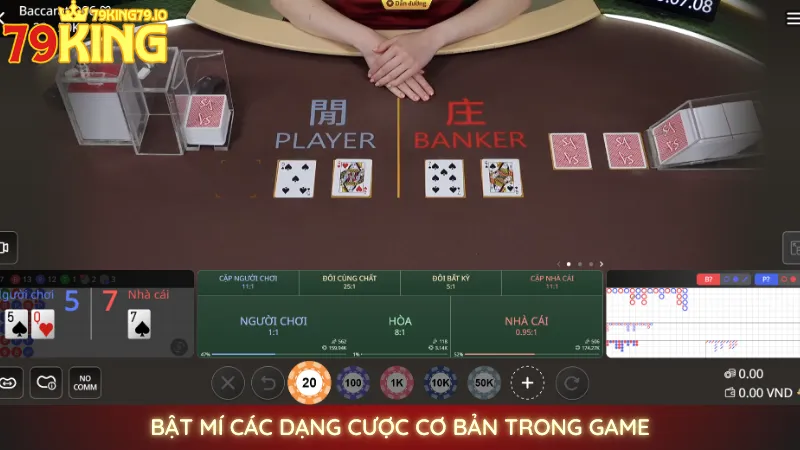 Chơi Baccarat online 79king | Bí quyết thắng lớn từ cao thủ 3 Bật mí các dạng cược cơ bản trong game