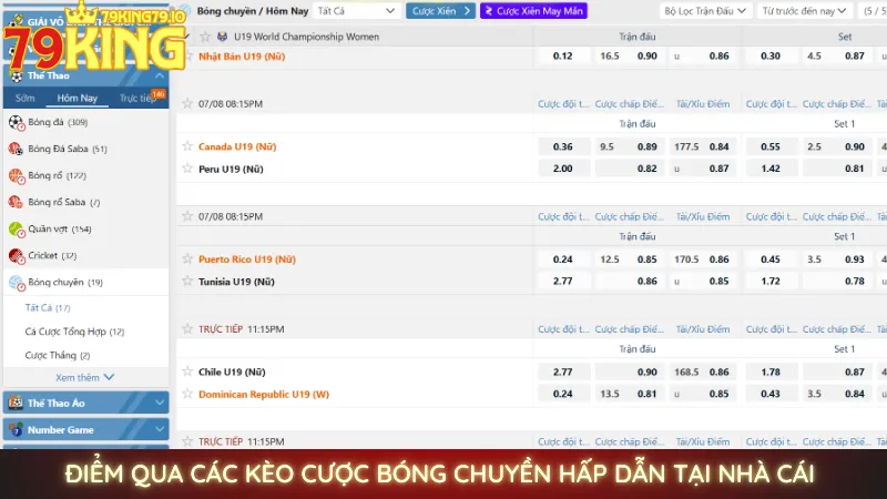 Cá cược bóng chuyền | Bắt kèo chuẩn giải VĐQG tại 79king 3 Điểm qua các kèo cược bóng chuyền hấp dẫn tại nhà cái