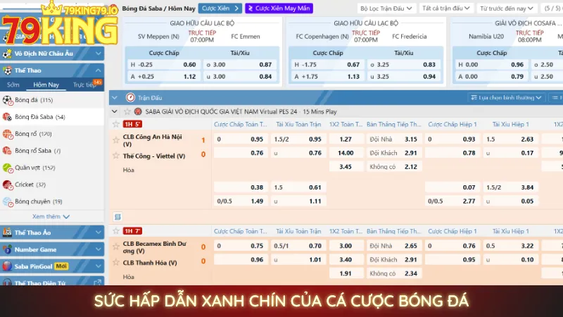 Cá cược bóng đá online uy tín, an toàn tại 79king 2 Sức hấp dẫn xanh chín của cá cược bóng đá