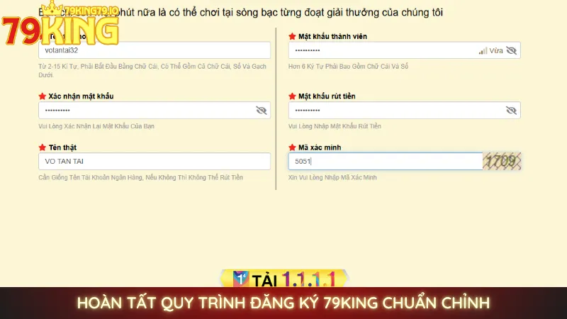 Đăng ký 79King - Nhận ngay thưởng chào mừng tân thủ 99K 2 Hoàn tất quy trình đăng ký 79King chuẩn chỉnh