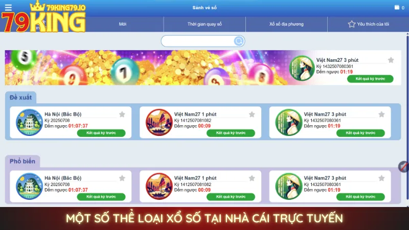 Một số thể loại xổ số tại nhà cái trực tuyến